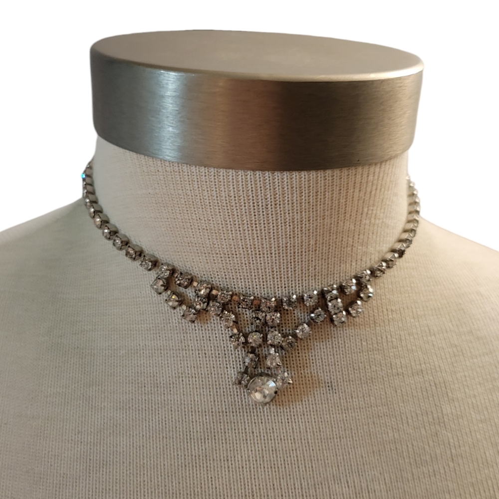 Vintage Rhinestone Necklace Prom Wedding